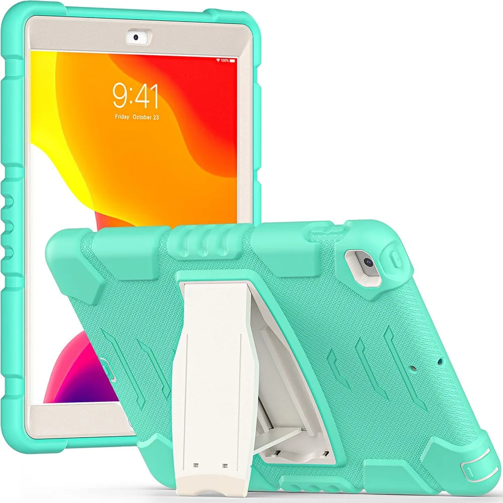 Impact Resistant PC + Silicone Tablet Cover with Kickstand for iPad 10.2 (2021)/(2020)/(2019) - Mint Green - 7