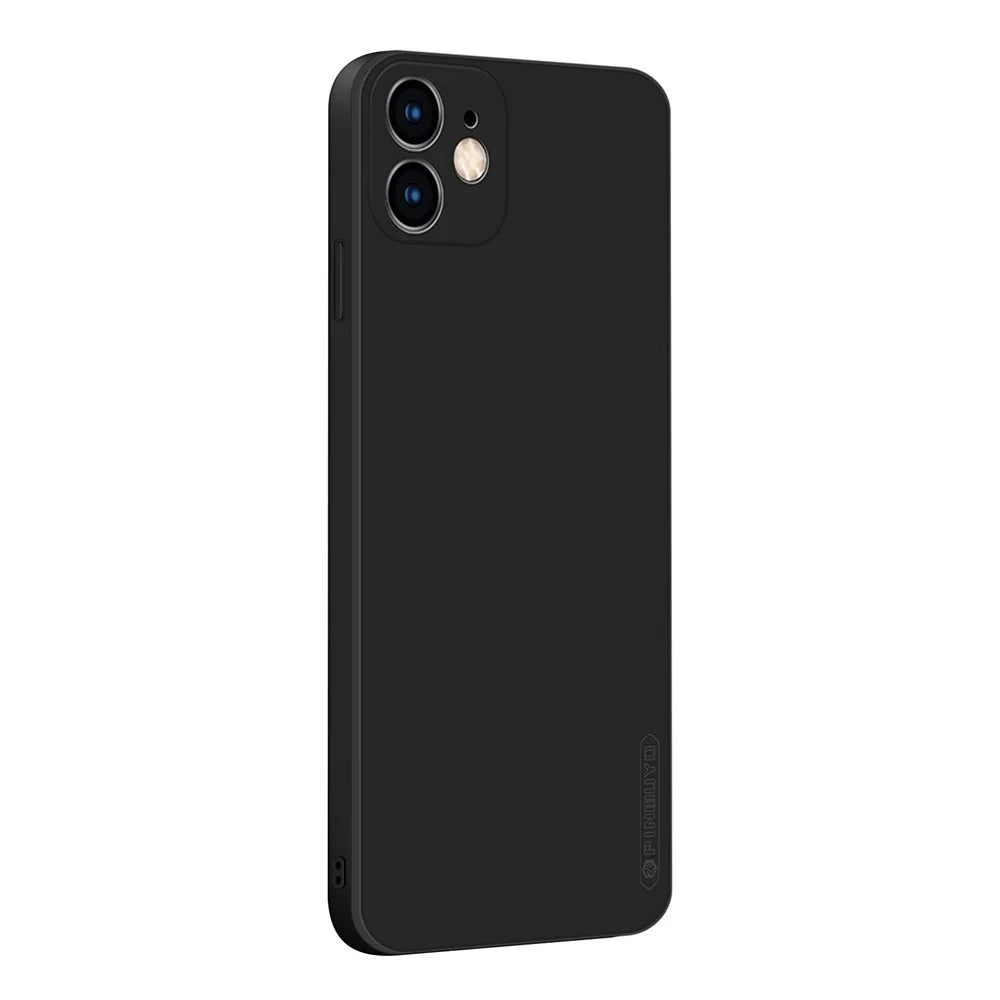 PINWUYO Soft Silicone Protective Mobile Phone Back Case Cover for iPhone 12 - Black - 1