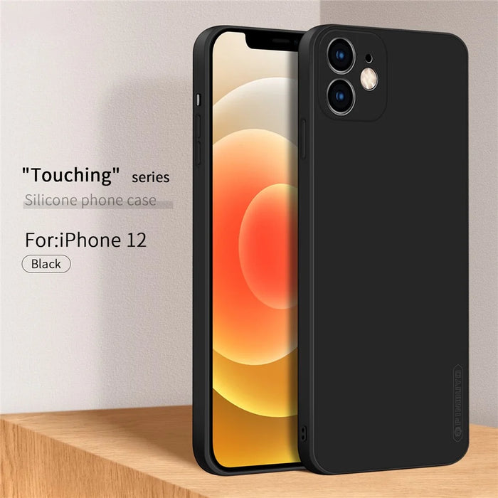 PINWUYO Soft Silicone Protective Mobile Phone Back Case Cover for iPhone 12 - Black - 2
