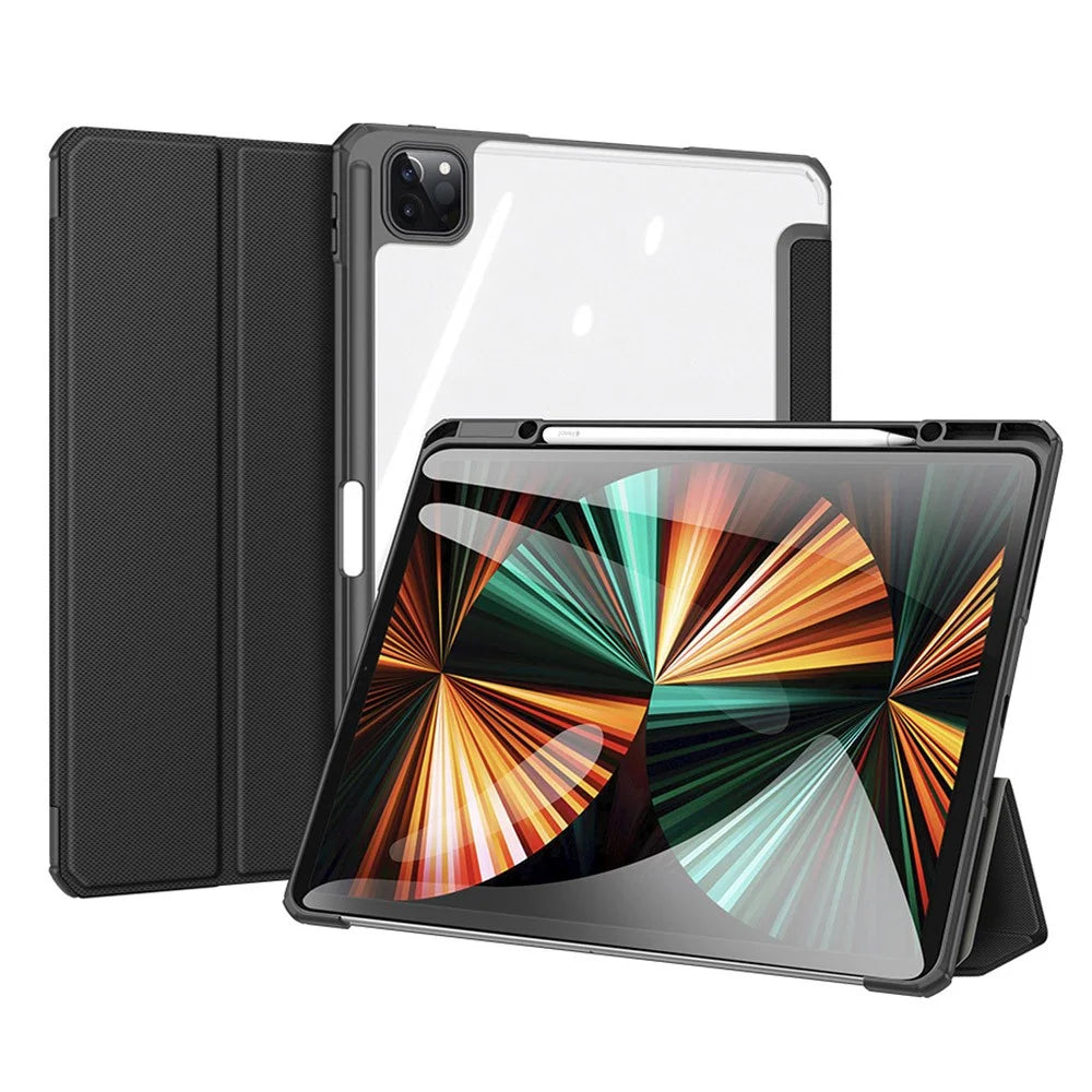 DUX DUCIS TOBY Series Tri-fold Stand Smart Premium Leather Tablet Case Cover for iPad Pro 12.9 (2022) / (2021) / (2020) / (2018) - Black - 1
