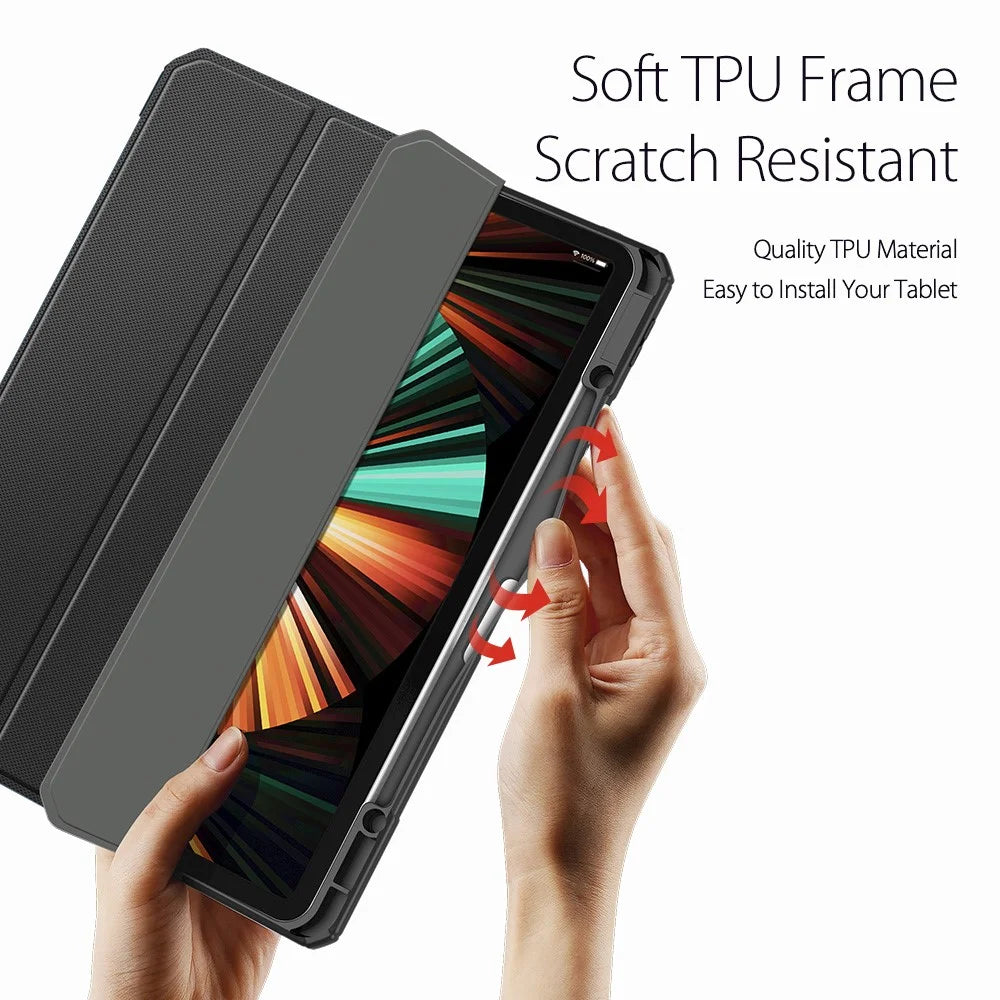 DUX DUCIS TOBY Series Tri-fold Stand Smart Premium Leather Tablet Case Cover for iPad Pro 12.9 (2022) / (2021) / (2020) / (2018) - Black - 7