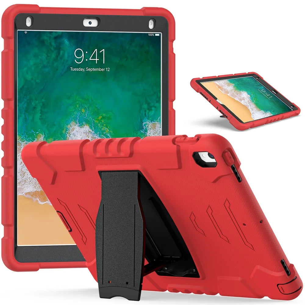 For iPad Pro 10.5-inch (2017) / iPad Air 10.5 inch (2019) PC + Silicone Tablet Cover with Kickstand - Red / Black - 1