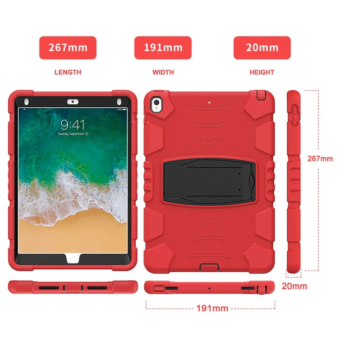 For iPad Pro 10.5-inch (2017) / iPad Air 10.5 inch (2019) PC + Silicone Tablet Cover with Kickstand - Red / Black - 2