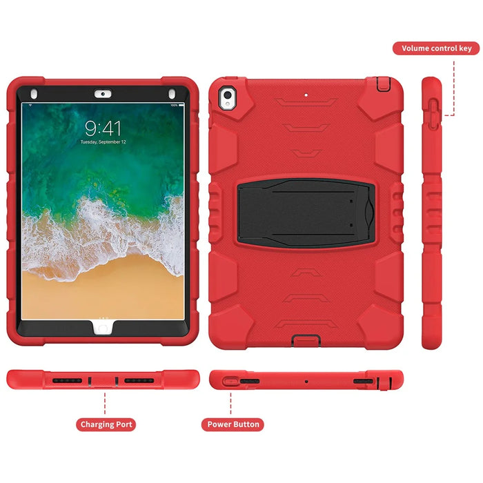 For iPad Pro 10.5-inch (2017) / iPad Air 10.5 inch (2019) PC + Silicone Tablet Cover with Kickstand - Red / Black - 3
