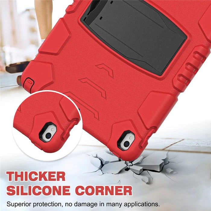 For iPad Pro 10.5-inch (2017) / iPad Air 10.5 inch (2019) PC + Silicone Tablet Cover with Kickstand - Red / Black - 4