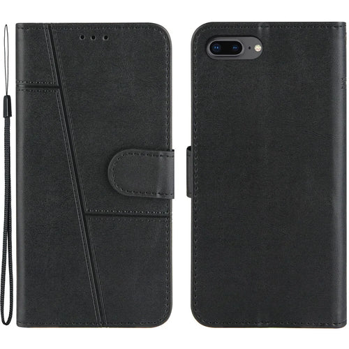 Splicing Leather Phone Cover Stand Case with Wallet for iPhone 6 Plus 5.5 inch/7 Plus 5.5 inch/8 Plus 5.5 inch - Black - 1