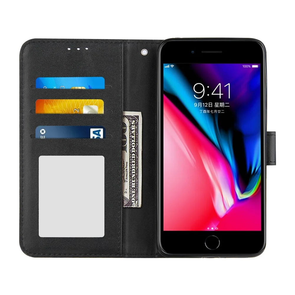 Splicing Leather Phone Cover Stand Case with Wallet for iPhone 6 Plus 5.5 inch/7 Plus 5.5 inch/8 Plus 5.5 inch - Black - 3
