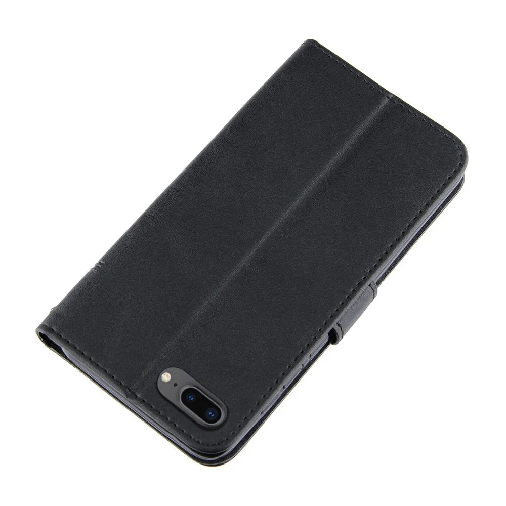Splicing Leather Phone Cover Stand Case with Wallet for iPhone 6 Plus 5.5 inch/7 Plus 5.5 inch/8 Plus 5.5 inch - Black - 5