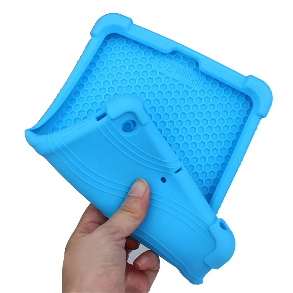 For iPad Mini 3 / Mini 2 / Mini Silicone Tablet Shell Kickstand Cover - Black - 4
