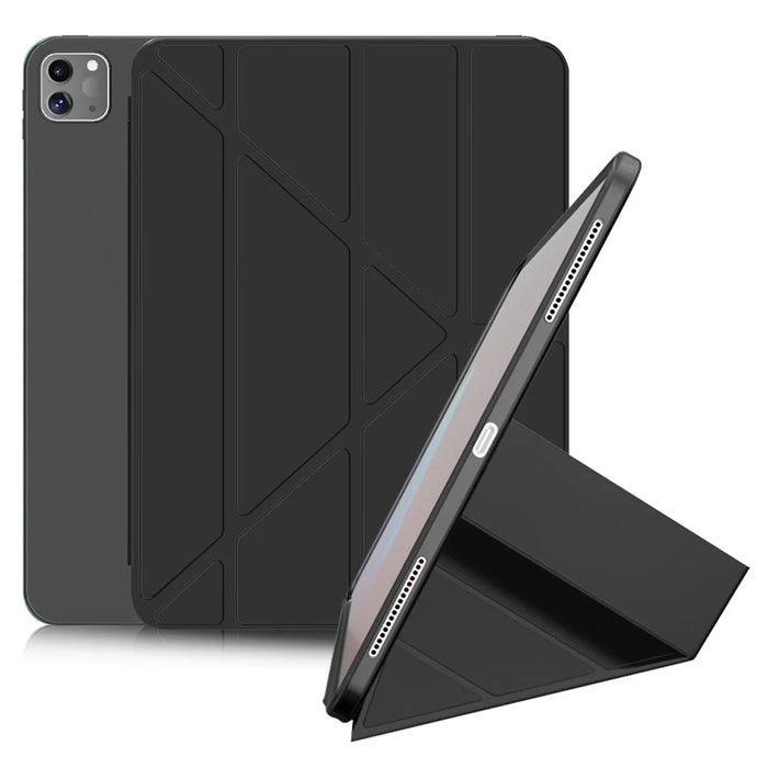 For iPad Pro 11-inch (2021) Protective Case Auto Wake Up / Sleep Smart TPU Leather Case Tablet Stand Cover Shell - Black - 1