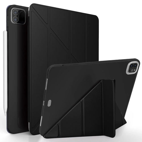 For iPad Pro 12.9-inch (2022) / (2021) / (2020) / (2018) Origami Stand Smart TPU Leather Case Tablet Cover Protector - Black - 1