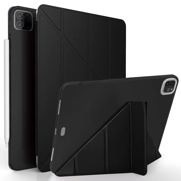 For iPad Pro 12.9-inch (2022) / (2021) / (2020) / (2018) Origami Stand Smart TPU Leather Case Tablet Cover Protector - Black - 1
