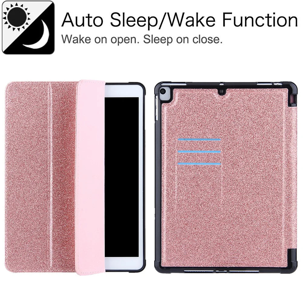 Tri-fold Stand Leather Tablet Cover Smart Case with Pen Slot for iPad 10.2 (2021)/(2020)/(2019)/Air 10.5 inch (2019)/Pro 10.5-inch (2017) - Rose Gold - 5