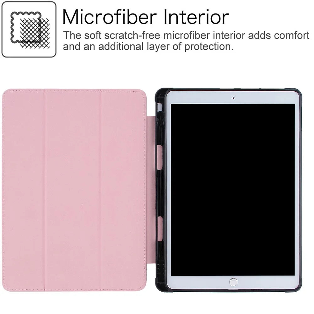 Tri-fold Stand Leather Tablet Cover Smart Case with Pen Slot for iPad 10.2 (2021)/(2020)/(2019)/Air 10.5 inch (2019)/Pro 10.5-inch (2017) - Rose Gold - 6