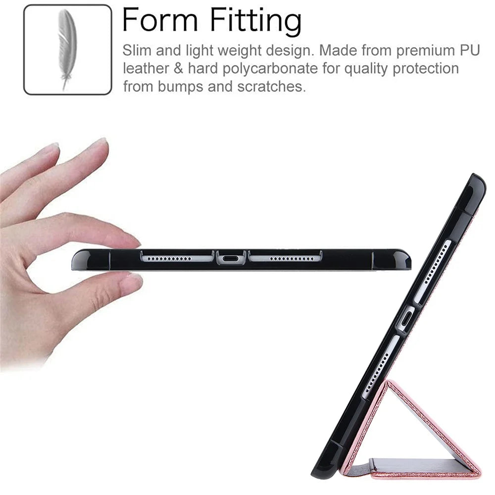 Tri-fold Stand Leather Tablet Cover Smart Case with Pen Slot for iPad 10.2 (2021)/(2020)/(2019)/Air 10.5 inch (2019)/Pro 10.5-inch (2017) - Rose Gold - 7