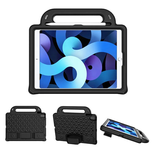 Rhombus Design Shockproof Anti Slip EVA Kids Friendly Protective Tablet Cover with Shoulder Strap for iPad 10.2 (2020)/ (2021) / (2019) - Black - 1