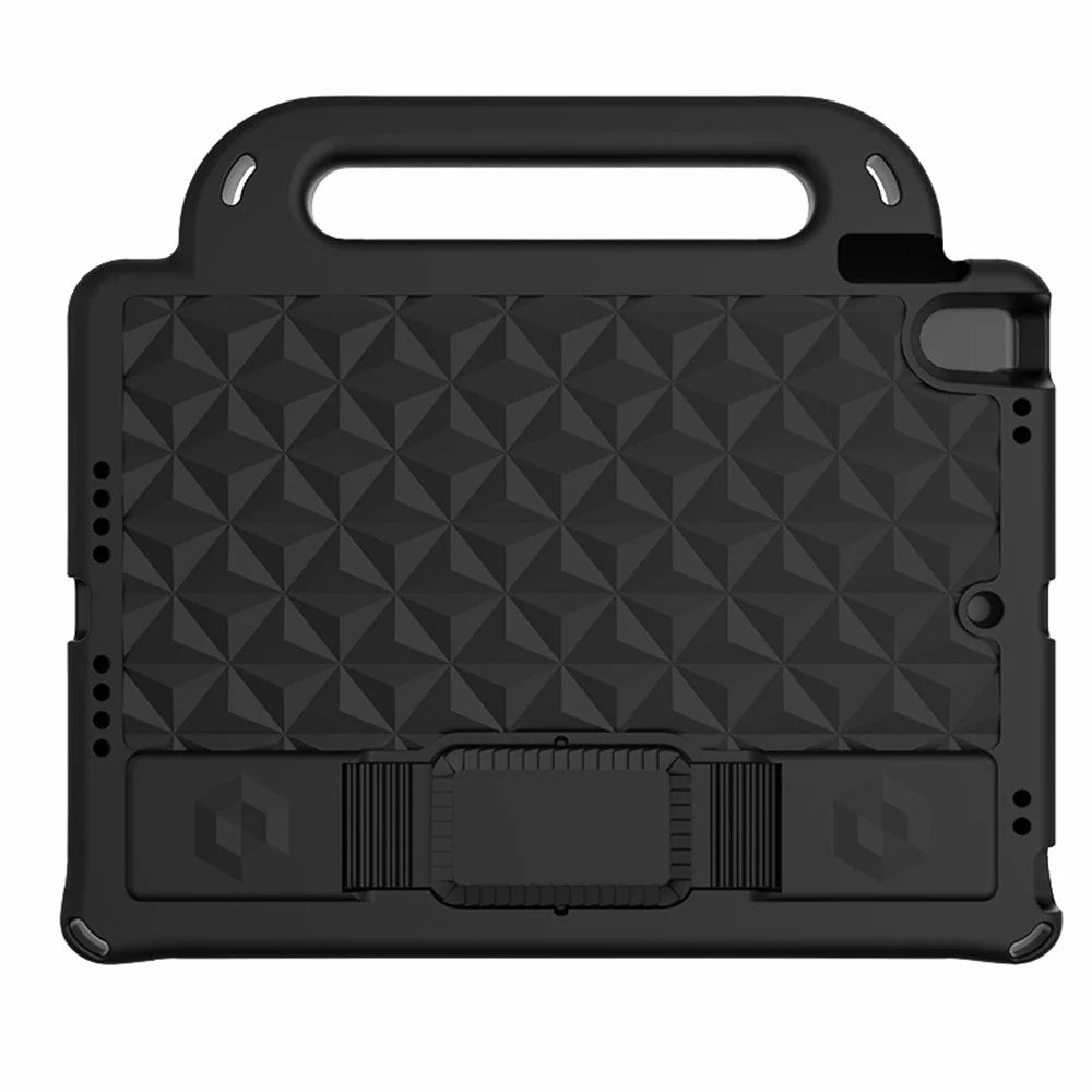 Rhombus Design Shockproof Anti Slip EVA Kids Friendly Protective Tablet Cover with Shoulder Strap for iPad 10.2 (2020)/ (2021) / (2019) - Black - 2