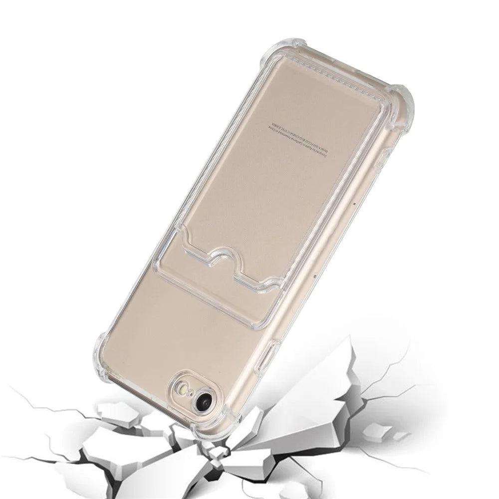 Drop-resistant TPU Phone Case Shell Cover with Card Holder for iPhone 7 4.7 inch/8 4.7 inch/SE (2020)/SE (2022) - Transparent - 4