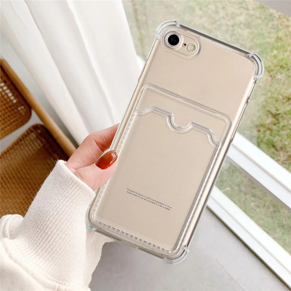 Drop-resistant TPU Phone Case Shell Cover with Card Holder for iPhone 7 4.7 inch/8 4.7 inch/SE (2020)/SE (2022) - Transparent - 5