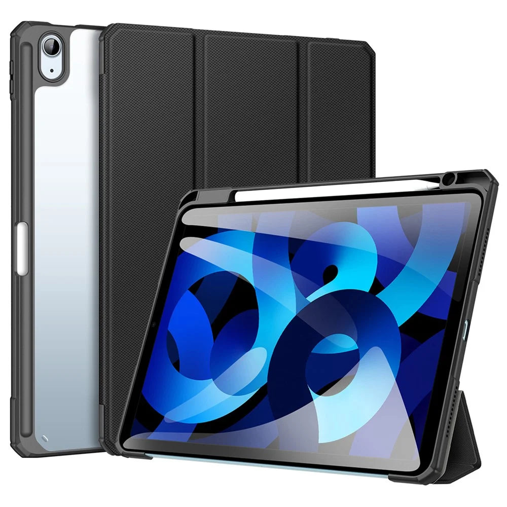 DUX DUCIS TOBY Series Leather Tri-Fold Cover Stand Case for iPad Air 11 (2026) / (2025) / (2024) / Air (2020) / Air (2022) - Black - 1