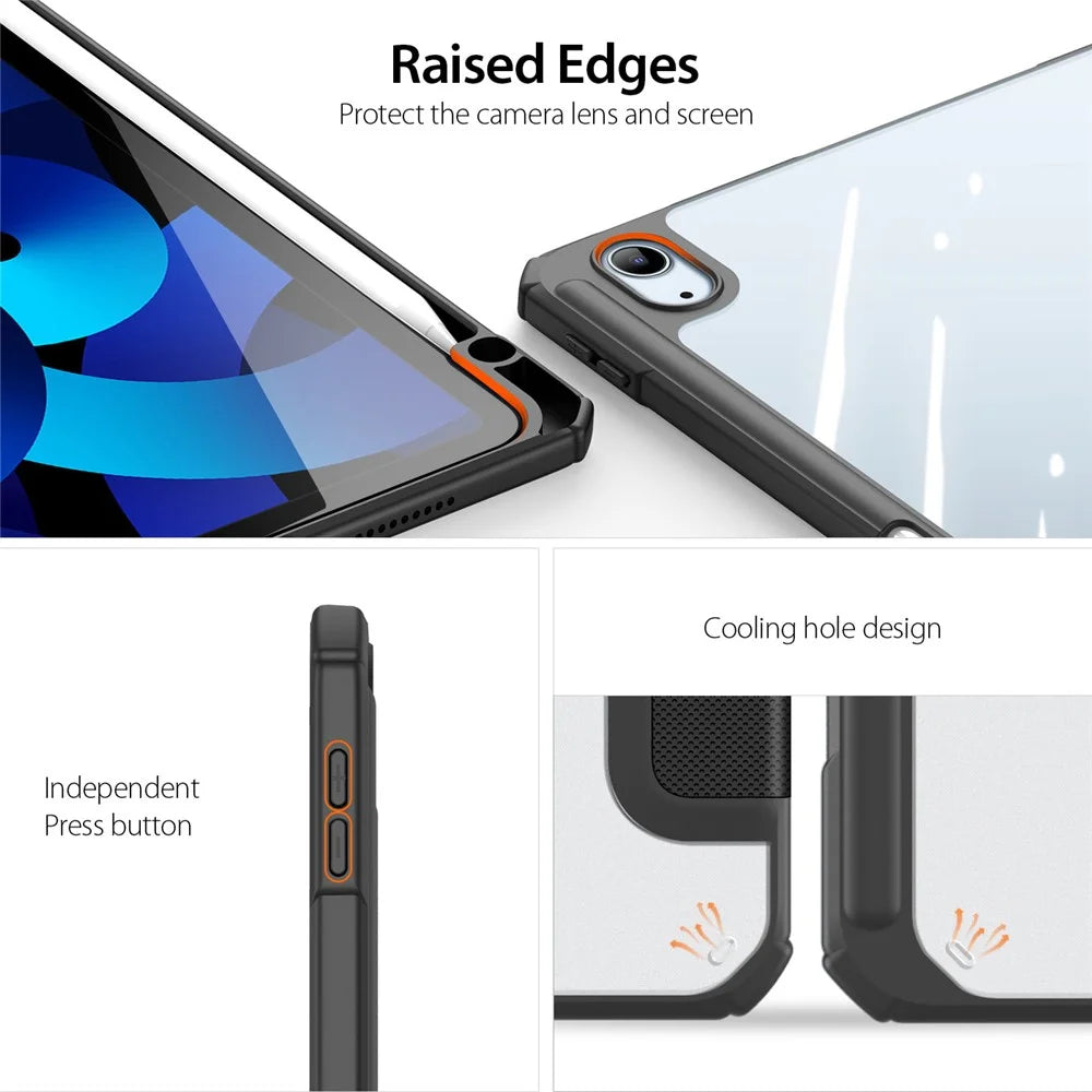 DUX DUCIS TOBY Series Leather Tri-Fold Cover Stand Case for iPad Air 11 (2026) / (2025) / (2024) / Air (2020) / Air (2022) - Black - 3
