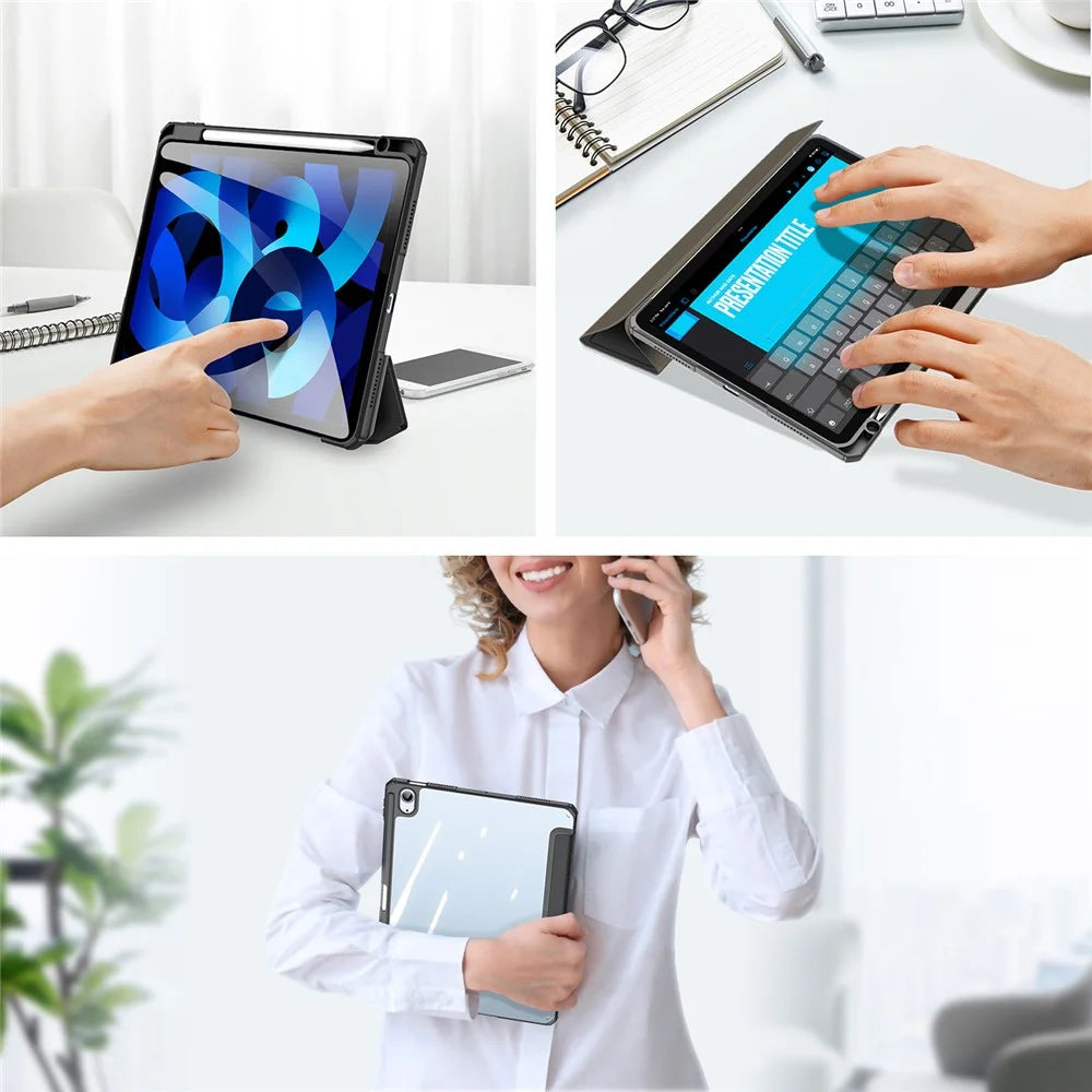 DUX DUCIS TOBY Series Leather Tri-Fold Cover Stand Case for iPad Air 11 (2026) / (2025) / (2024) / Air (2020) / Air (2022) - Black - 5