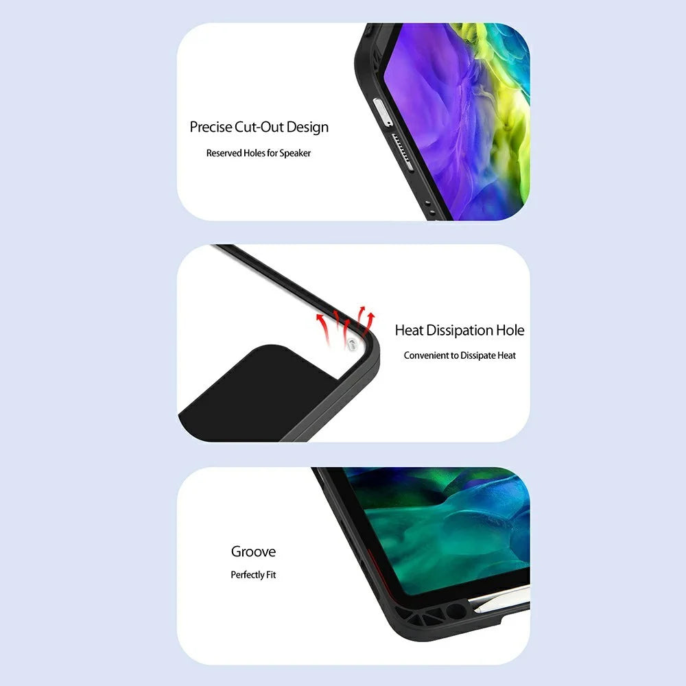 Auto-Absorbed Smart Auto Sleep / Wake Up Tablet Stand Case Cover with Pen Slot for iPad Pro 12.9 (2022 / 2021 / 2020 / 2018) - Black - 5