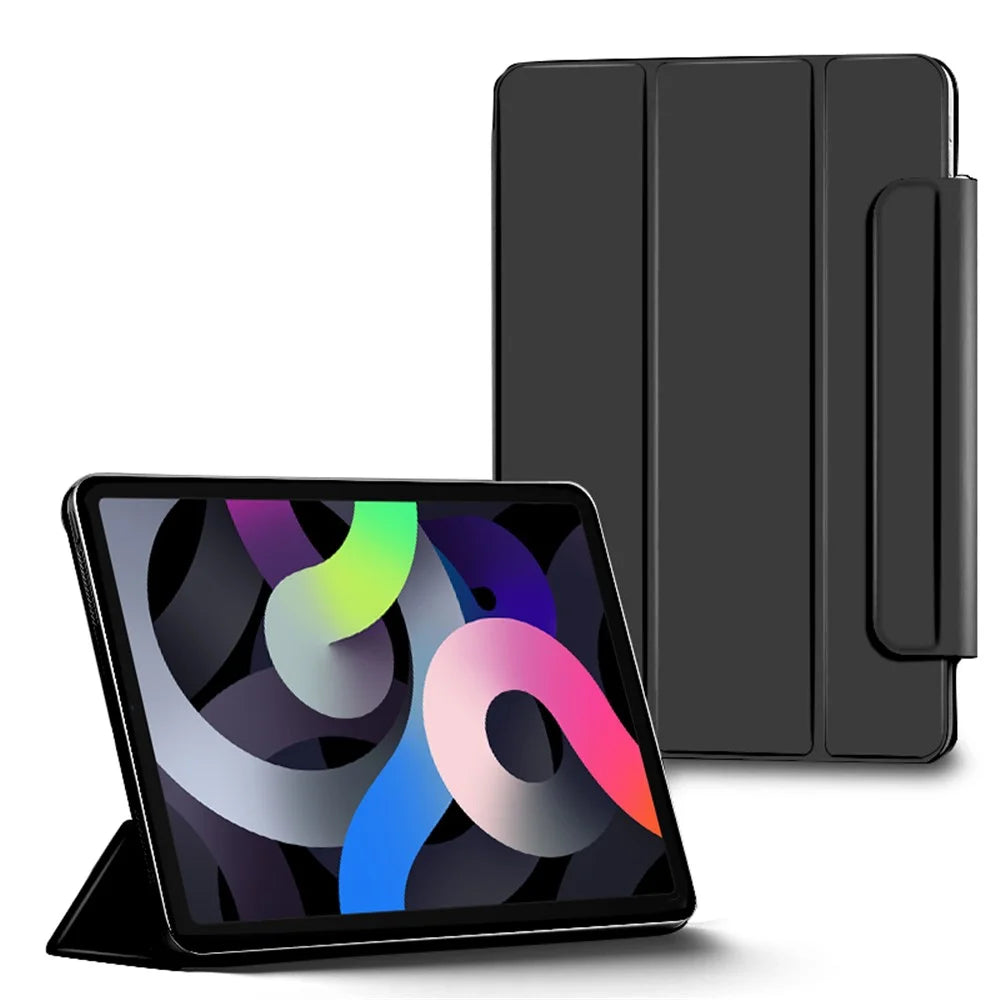 Thickened Strong Magnet Frameless Leather Tablet Cover for iPad Air (2020)/Air (2022) - Black - 1