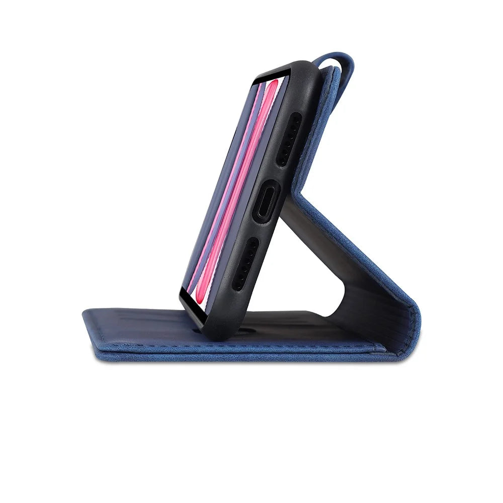AZNS PU Leather Stand Wallet Design Phone Cover Shell for iPhone 12/12 Pro 6.1 inch - Blue - 7