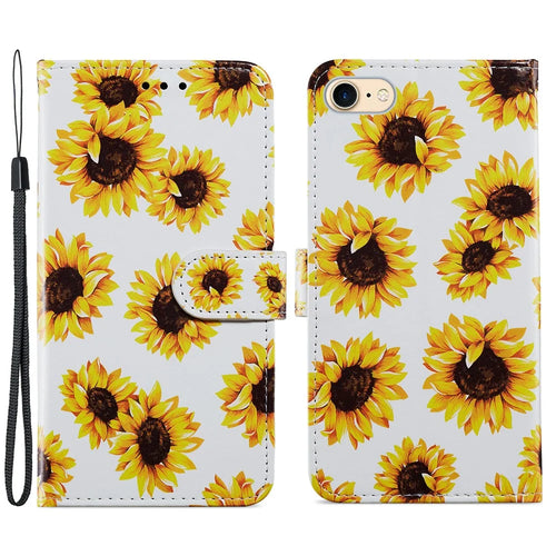 Magnetic Clasp Pattern Printing Design Leather Phone Wallet Stand Case Cover for iPhone 7 4.7 inch/8 4.7 inch/SE (2020)/SE (2022) - Sunflower - 1