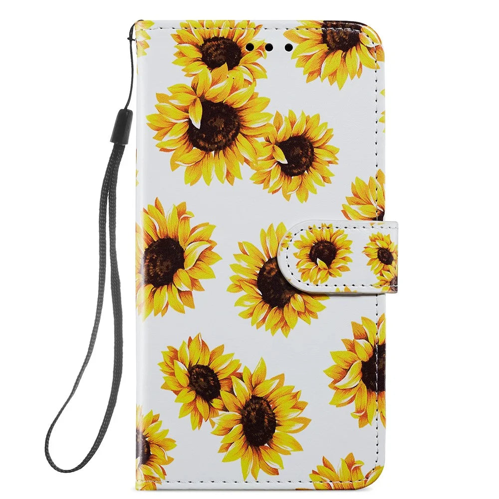 Magnetic Clasp Pattern Printing Design Leather Phone Wallet Stand Case Cover for iPhone 7 4.7 inch/8 4.7 inch/SE (2020)/SE (2022) - Sunflower - 2