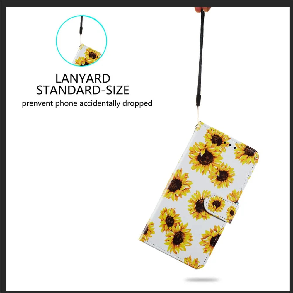 Magnetic Clasp Pattern Printing Design Leather Phone Wallet Stand Case Cover for iPhone 7 4.7 inch/8 4.7 inch/SE (2020)/SE (2022) - Sunflower - 6