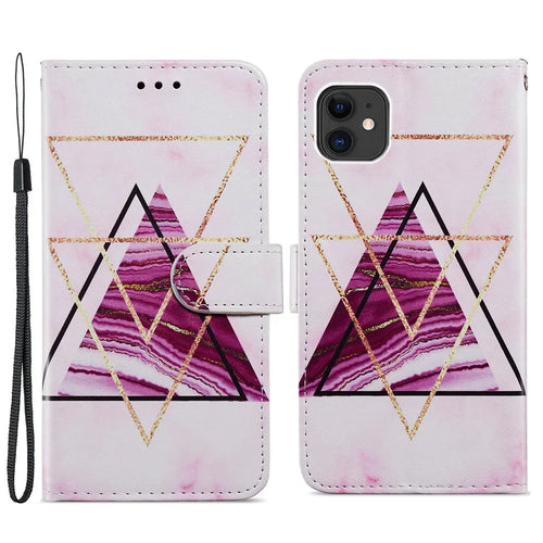 Pattern Printing Wallet Design Magnetic Clasp Leather Phone Case Cover with Stand for iPhone 11 6.1 inch - Tri-color Marble - 1