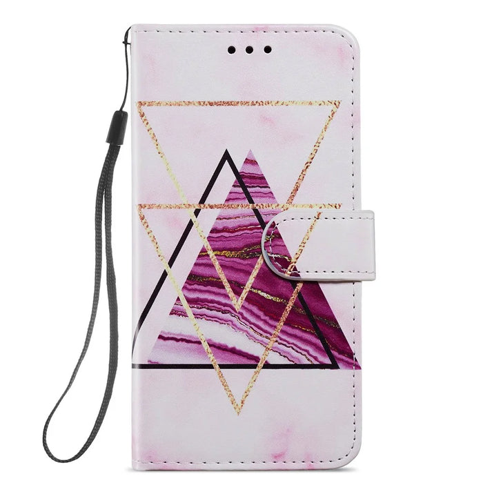 Pattern Printing Wallet Design Magnetic Clasp Leather Phone Case Cover with Stand for iPhone 11 6.1 inch - Tri-color Marble - 2