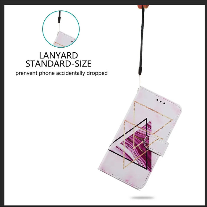 Pattern Printing Wallet Design Magnetic Clasp Leather Phone Case Cover with Stand for iPhone 11 6.1 inch - Tri-color Marble - 4