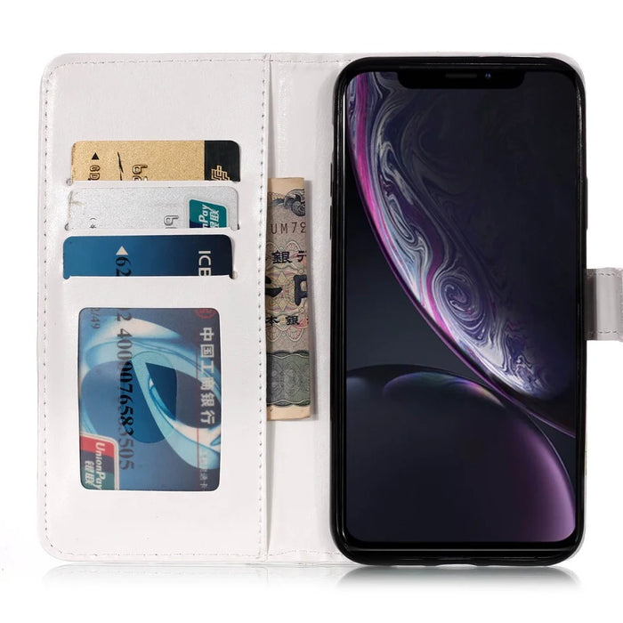 Pattern Printing Wallet Design Magnetic Clasp Leather Phone Case Cover with Stand for iPhone 11 6.1 inch - Tri-color Marble - 6