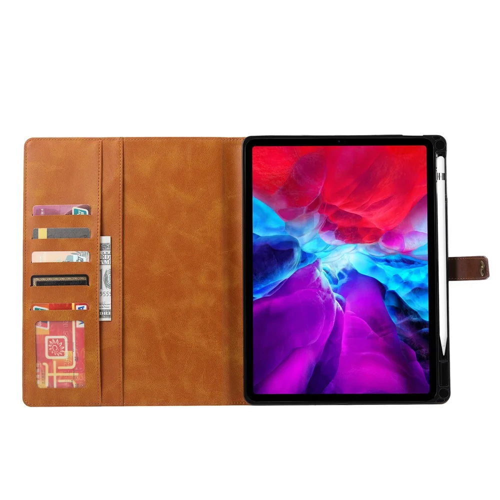 Stand Wallet Design Leather Tablet Protective Case Cover with Pen Slot for iPad Pro 12.9-inch (2021) - Brown - 5