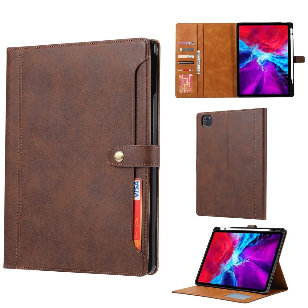 Stand Wallet Design Leather Tablet Protective Case Cover with Pen Slot for iPad Pro 12.9-inch (2021) - Brown - 6