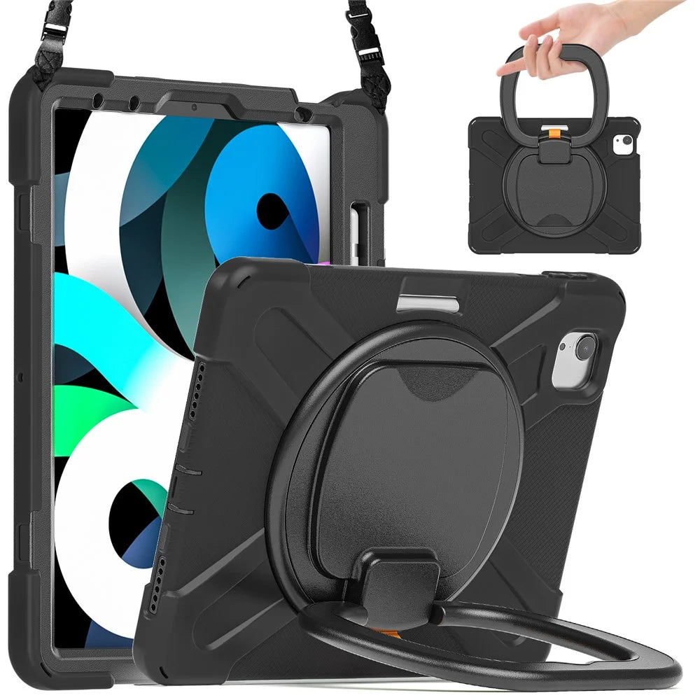 PC + Silicone Case with Strap for iPad Air 11 (2026) / (2025) / (2024) / Air (2020) / (2022) / Pro 11 (2022) / (2021) / (2020) / (2018) - Black / Black - 1