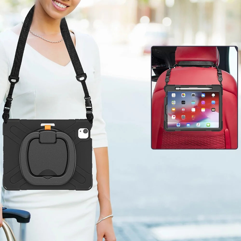 PC + Silicone Case with Strap for iPad Air 11 (2026) / (2025) / (2024) / Air (2020) / (2022) / Pro 11 (2022) / (2021) / (2020) / (2018) - Black / Black - 3