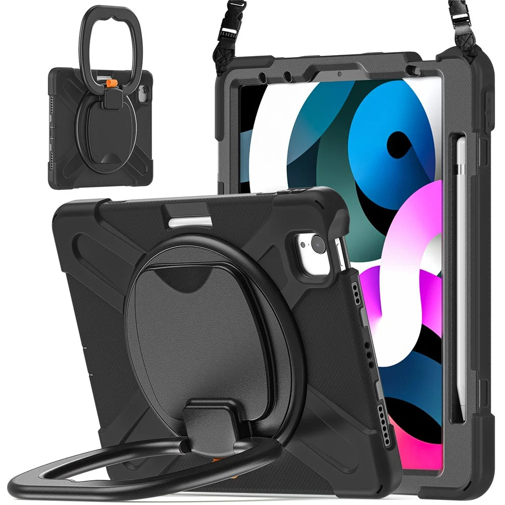 PC + Silicone Case with Strap for iPad Air 11 (2026) / (2025) / (2024) / Air (2020) / (2022) / Pro 11 (2022) / (2021) / (2020) / (2018) - Black / Black - 4