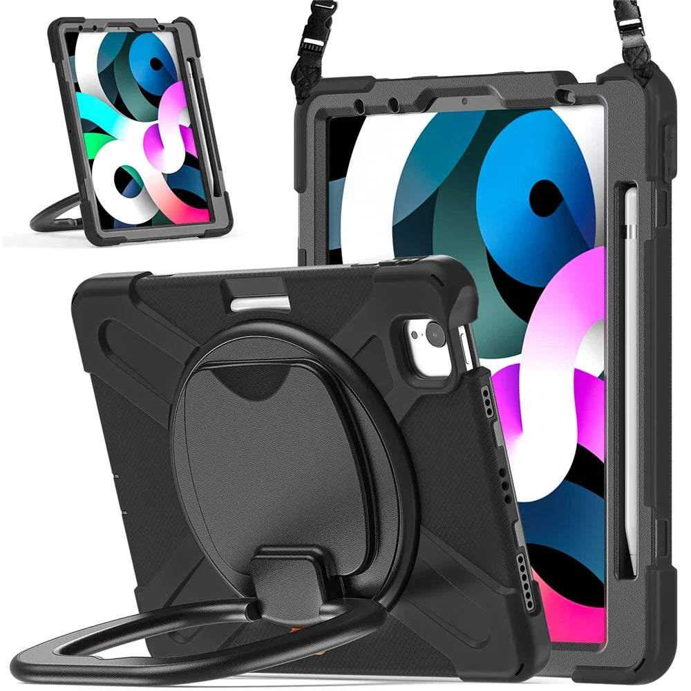 PC + Silicone Case with Strap for iPad Air 11 (2026) / (2025) / (2024) / Air (2020) / (2022) / Pro 11 (2022) / (2021) / (2020) / (2018) - Black / Black - 5