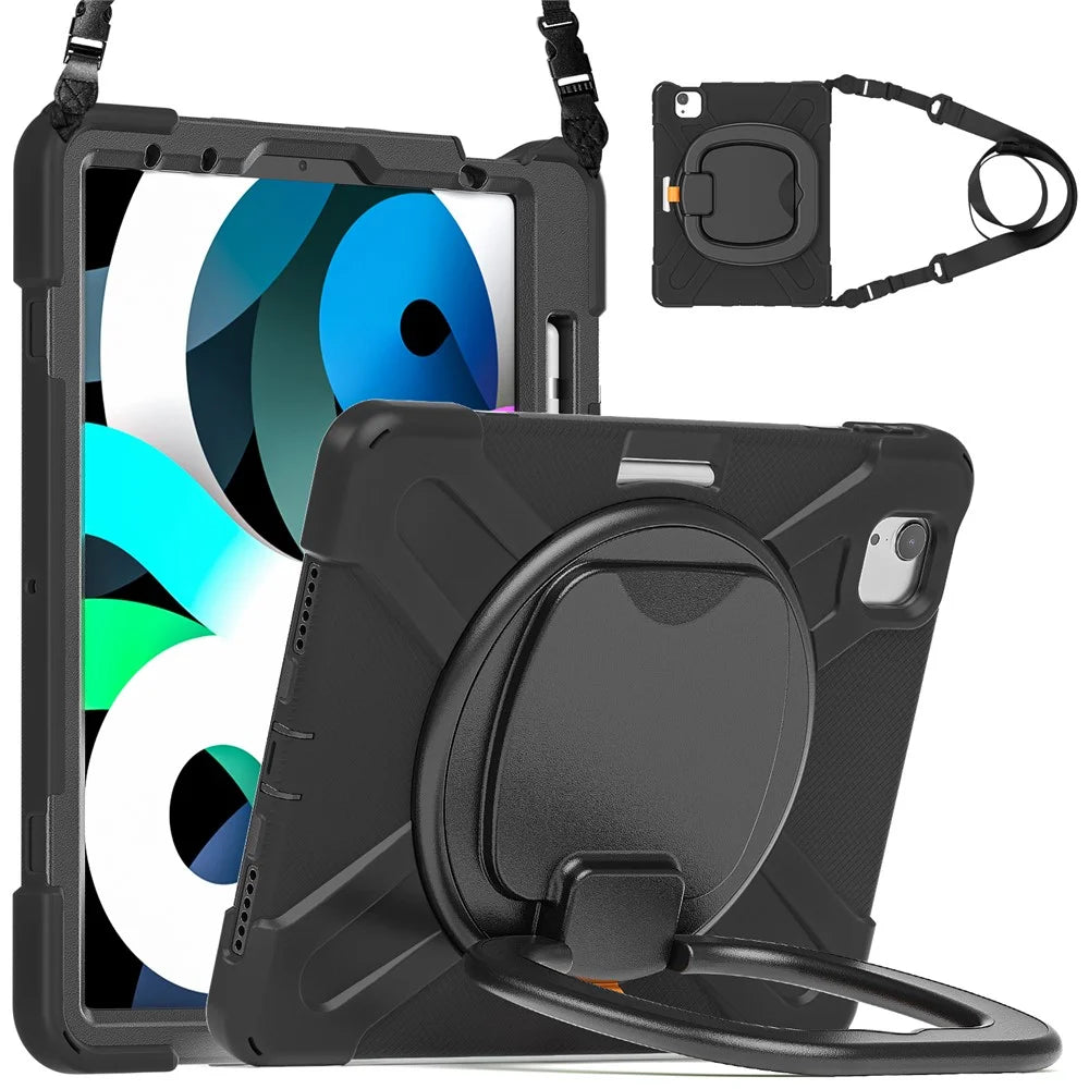 PC + Silicone Case with Strap for iPad Air 11 (2026) / (2025) / (2024) / Air (2020) / (2022) / Pro 11 (2022) / (2021) / (2020) / (2018) - Black / Black - 6