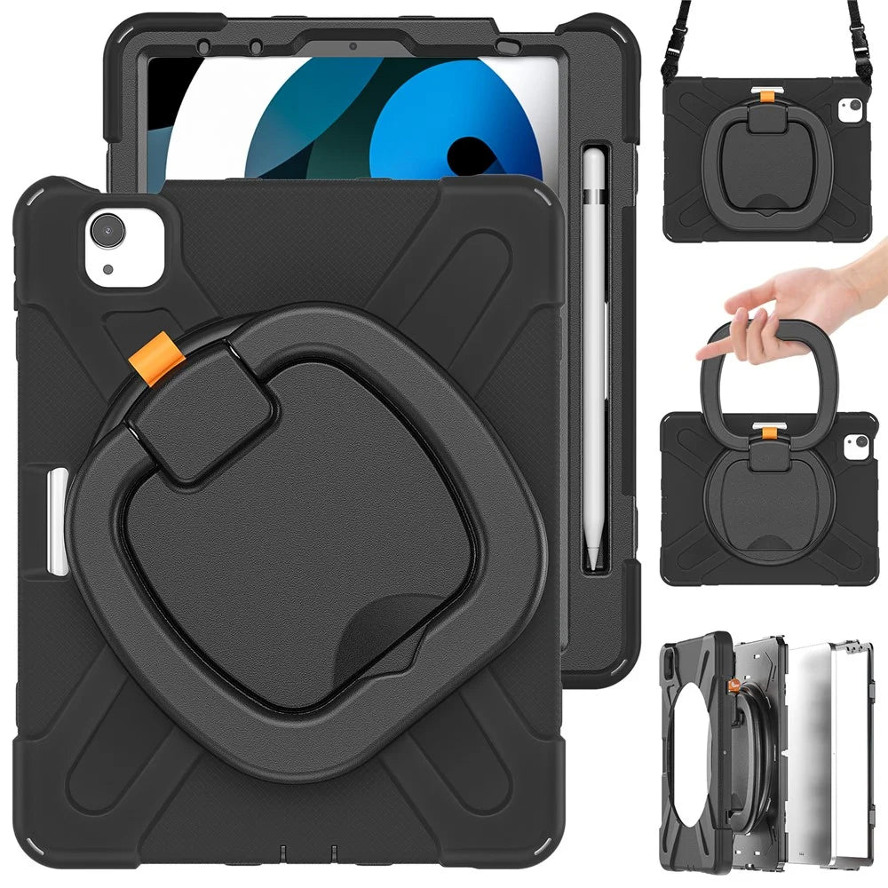 PC + Silicone Case with Strap for iPad Air 11 (2026) / (2025) / (2024) / Air (2020) / (2022) / Pro 11 (2022) / (2021) / (2020) / (2018) - Black / Black - 7