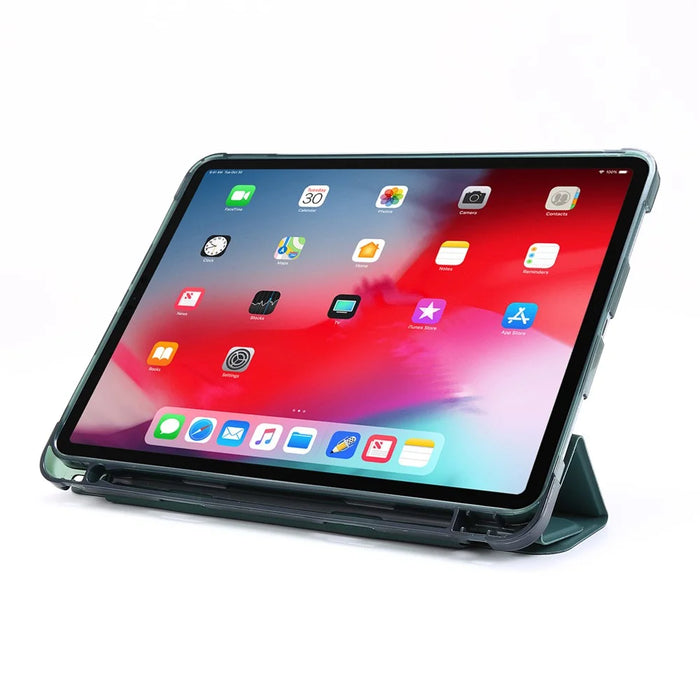 Auto Wake/Sleep Deformable Stand Leather Tablet Case with Pen Slot for iPad Pro 11-inch (2021) - Dark Green - 5