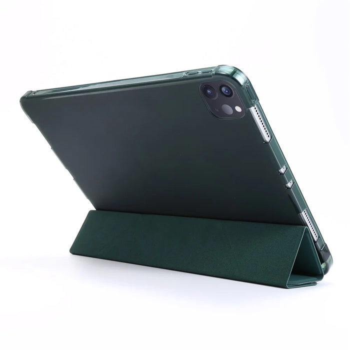 Auto Wake/Sleep Deformable Stand Leather Tablet Case with Pen Slot for iPad Pro 11-inch (2021) - Dark Green - 6
