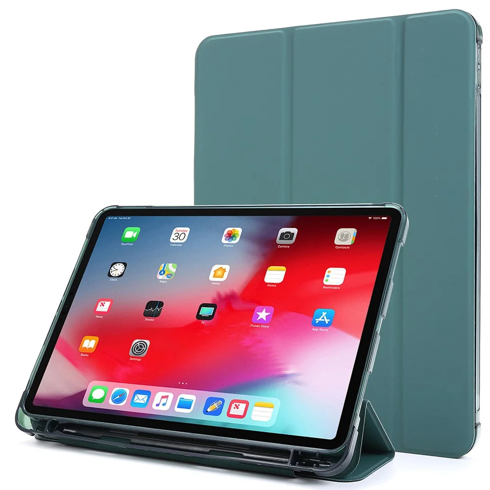 TPU + PU Leather Stand Smart Tablet Case for iPad Pro 11-inch (2021) - Dark Green - 1