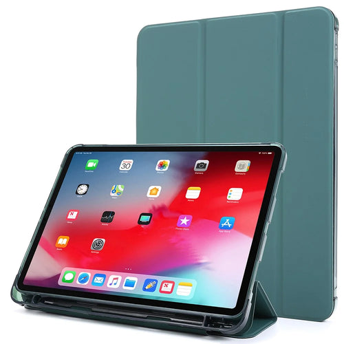 TPU + PU Leather Stand Smart Tablet Case for iPad Pro 11-inch (2021) - Dark Green - 1