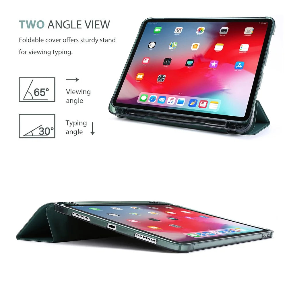 TPU + PU Leather Stand Smart Tablet Case for iPad Pro 11-inch (2021) - Dark Green - 2