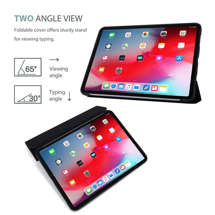 Tri-fold Stand Silicone + PU Leather Tablet Case Cover for iPad Pro 11-inch (2021) - Black - 2